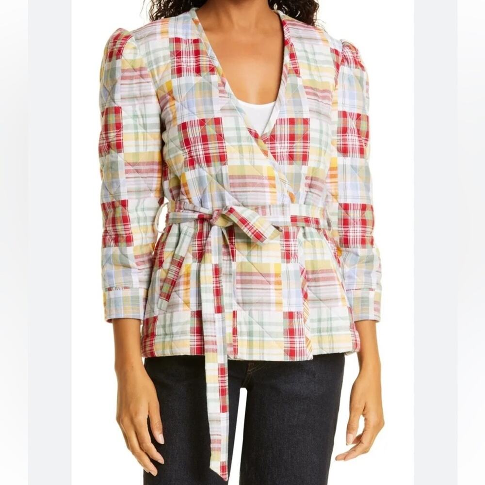 Cinq‎ a Sept Quilted Patchwork Wrap Jacket Size L New Retails: $358